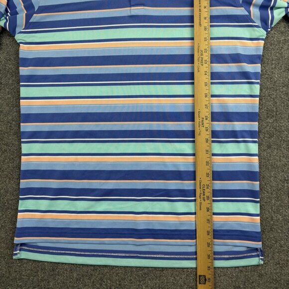F&G Tech Polo Shirt Mens XL Blue Stripe The Madison Club Golf Performance - Picture 5 of 6
